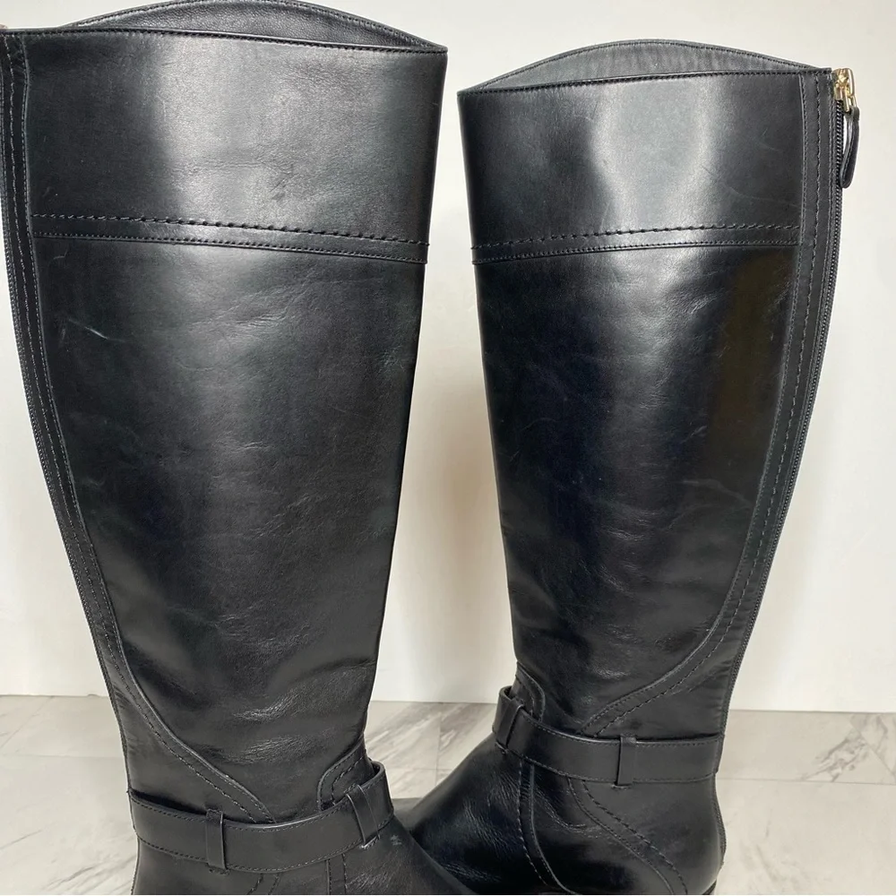 Tory Burch Adeline Black Leather Riding Boot 5M